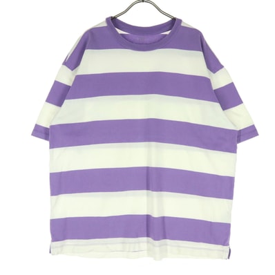 GAP ギャップ コットン ボーダー柄 バイカラー 半袖 カットソー L パープル系