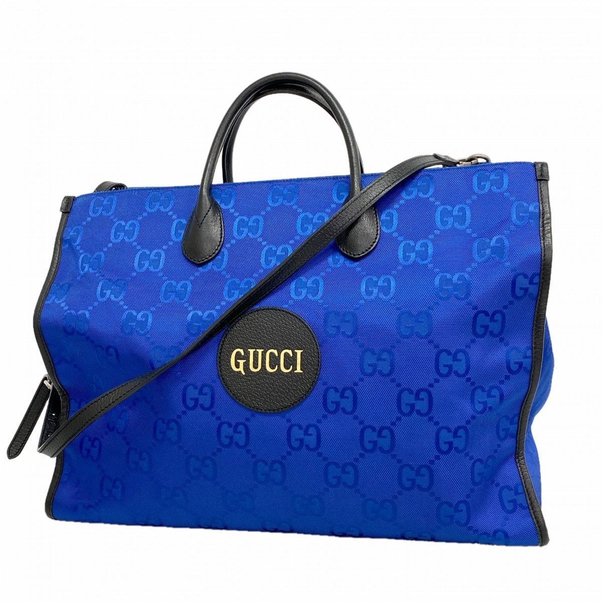 【6gd4534-k】グッチ トートバッグ オフザグリッド 630353 ナイロン ブルー シルバー金具 2wayバッグ【中古】メンズ レディース ユニセックス