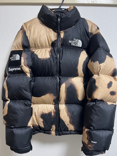 Supreme x The North Face Bleached Denim Print Nuptse Jacket "Black"