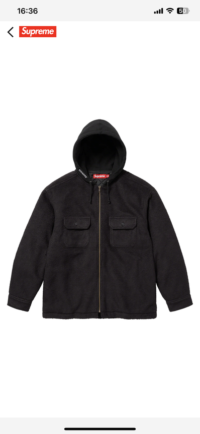 Supreme Fleece Zip Up Hooded Shirt "Black"