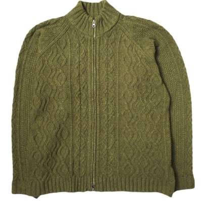 Pilgrim Surf+Supply ピルグリム サーフ+サプライ 23AW Santiago Fisherman Cardigan フィッシャーマンカーディガン 36-15-0111-156 M OLIVE ケーブル ニット トップス g17839