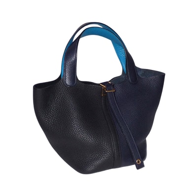 HERMES エルメス ピコタンロック PM カザック ブラック×ネイビー Y刻印 ハンドバッグ ブラック レディース トートバッグ