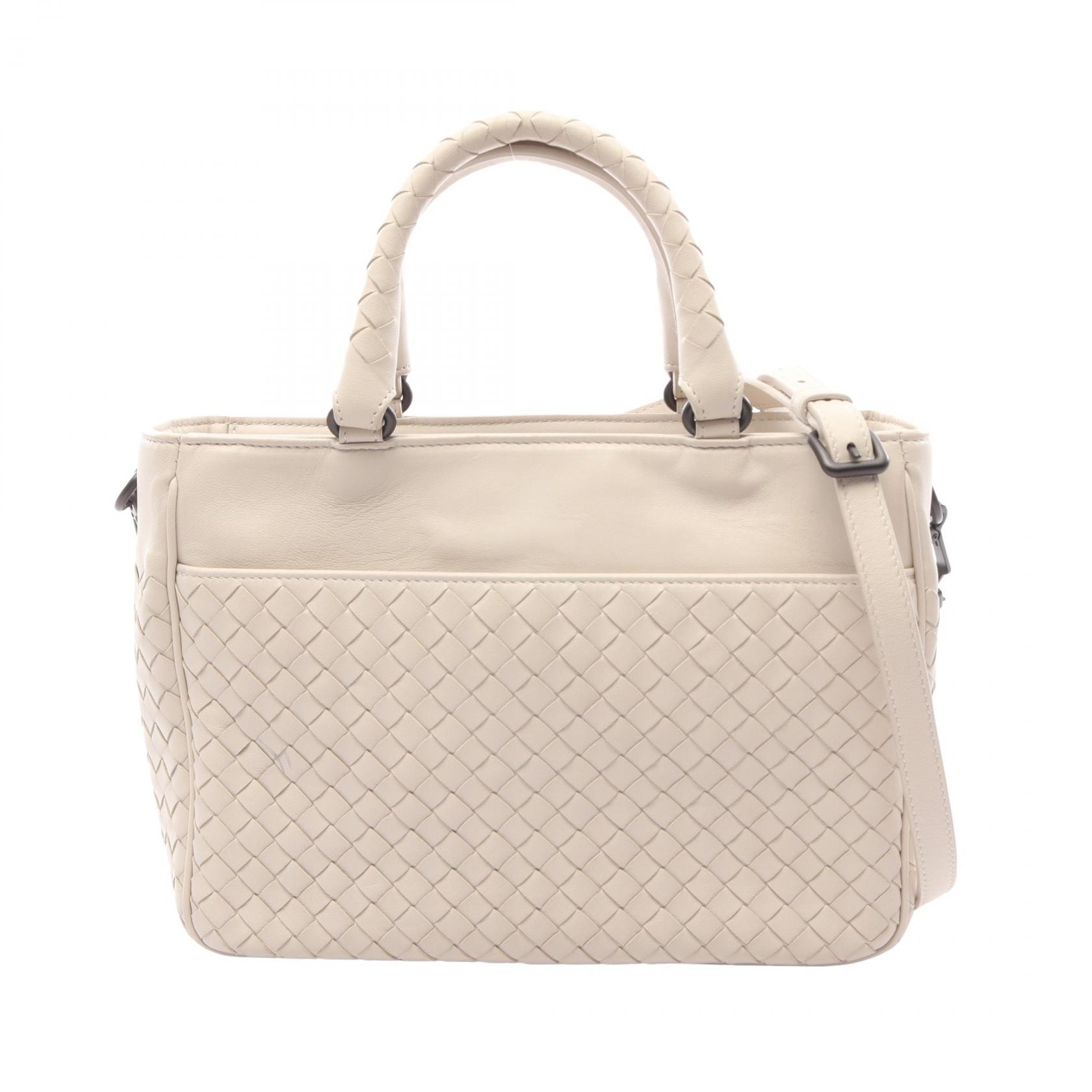ボッテガヴェネタ BOTTEGA VENETA イントレチャート 2WAY ハンドバッグ バッグ レザー レディース ホワイト系 【中古】