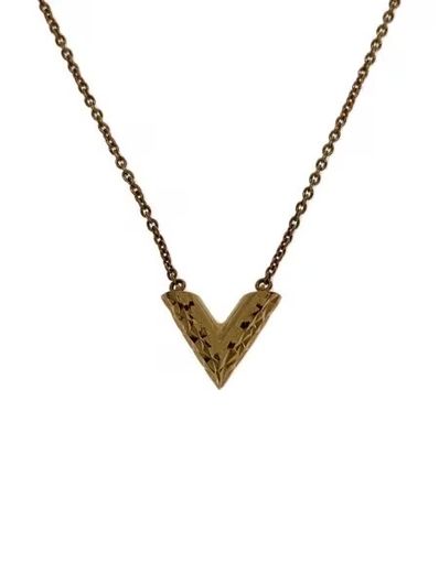 Louis Vuitton Essential V Guilloche Necklace "Gold"