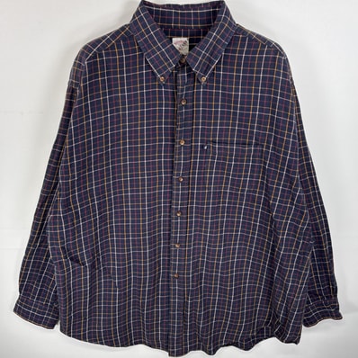 古着 ブルックスブラザーズ Brooks Brothers 長袖シャツ ボタンダウンシャツ ワンポイント ロゴ 346 XL ネイビー系 チェック メンズ