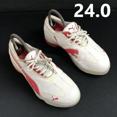 PUMA/プーマ★ゴルフシューズ【size:レディース7.5/24.0/white×red/白×赤】スパイク/sneakers/Shoes/trainers◆sQ-628