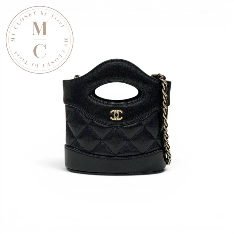 シャネル CHANEL シャネル31 バッグ ショルダーバッグ ブラック ゴールド マトラッセ ココマーク チェーンクラッチ ミニバッグ