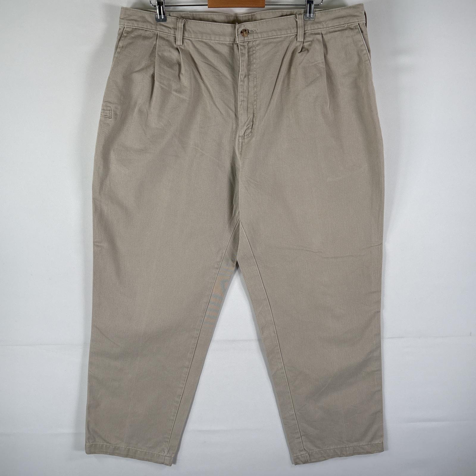 古着 カーハート Carhartt ワークパンツ チノパン ワンポイントロゴ 作業着 ジップ w42 L30  ベージュ系 メンズ