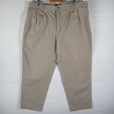 古着 カーハート Carhartt ワークパンツ チノパン ワンポイントロゴ 作業着 ジップ w42 L30 ベージュ系 メンズ