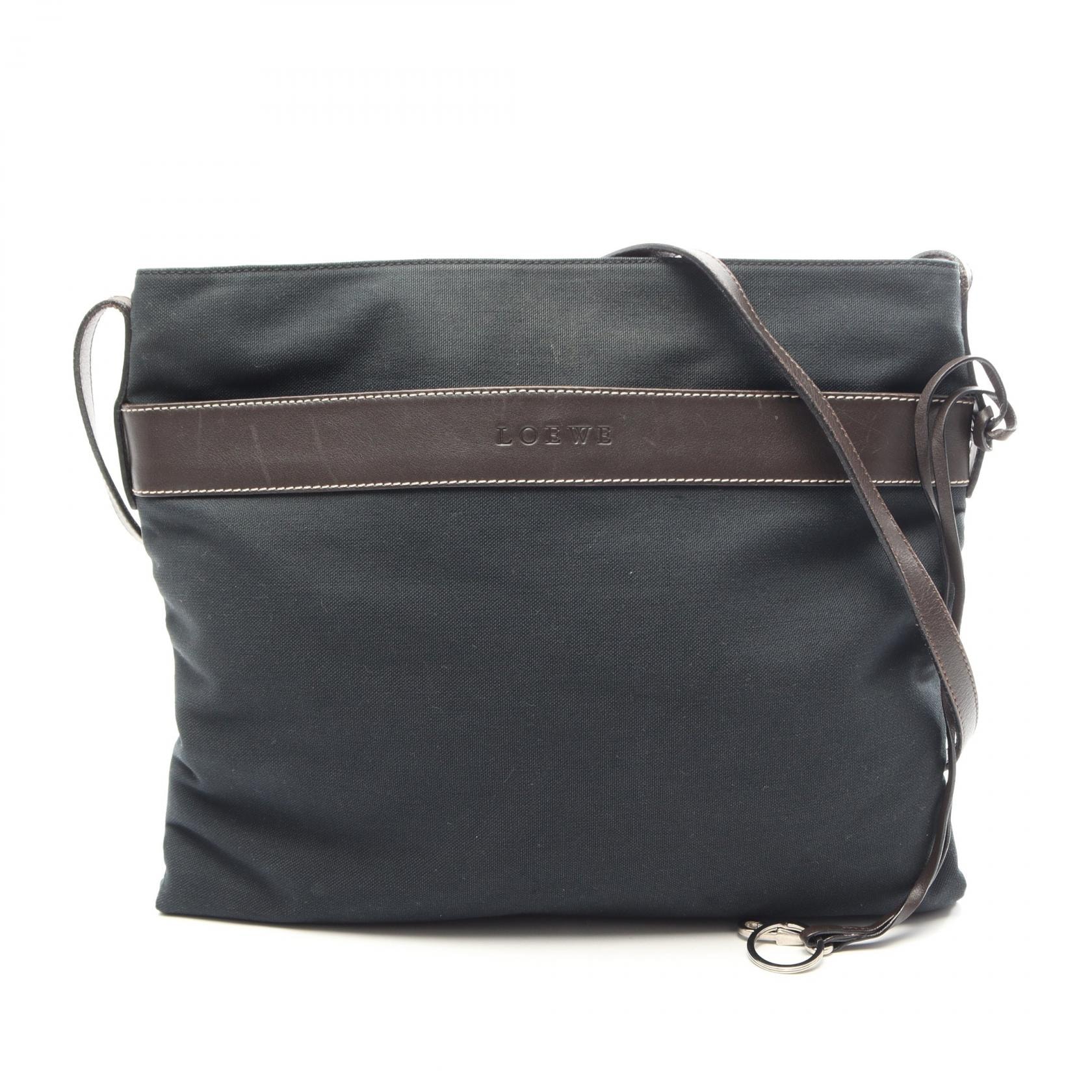 ロエベ LOEWE ショルダーバッグ バッグ キャンバス レザー レディース ブラウン系 / グリーン系 【中古】