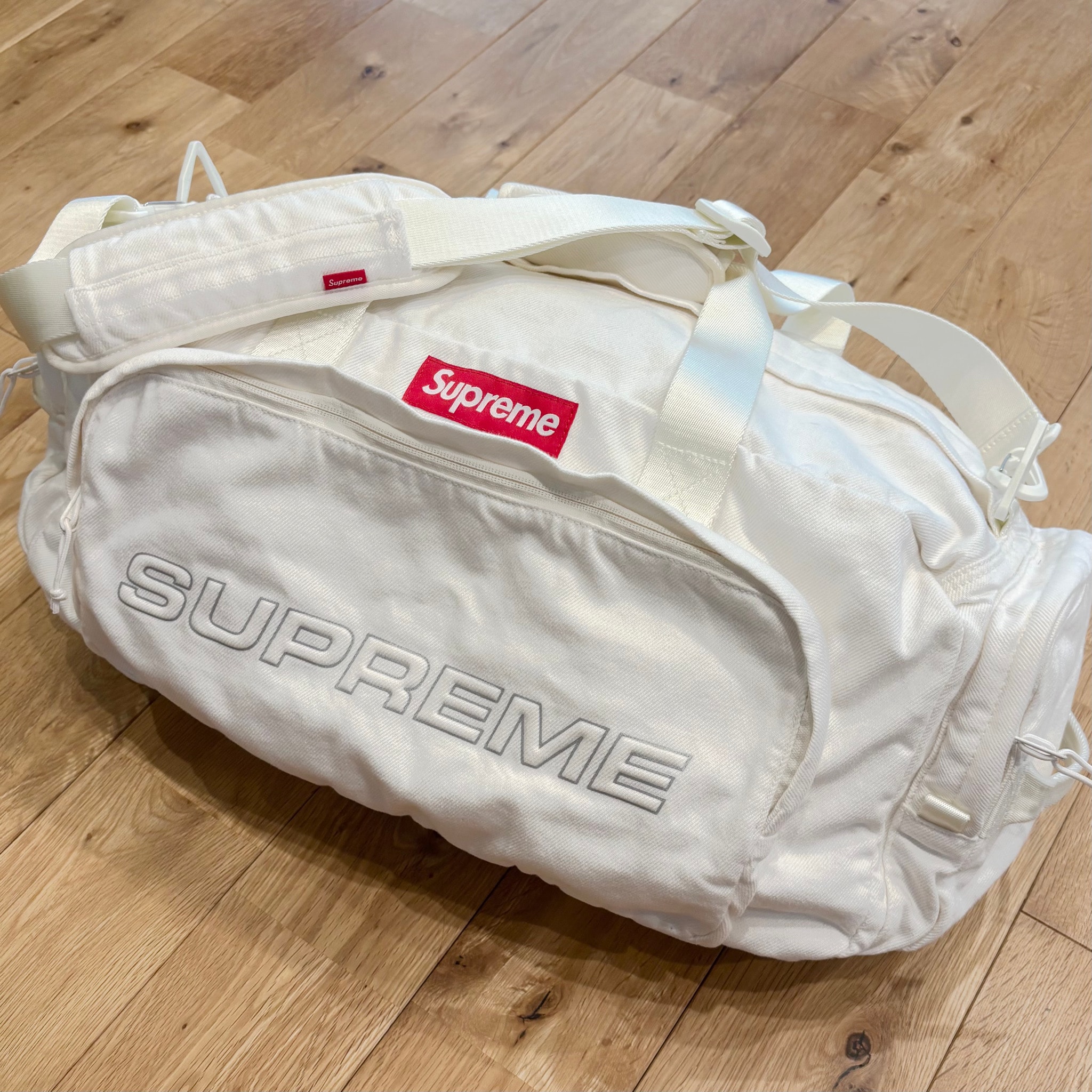 Supreme Denim Duffle Bag "White"