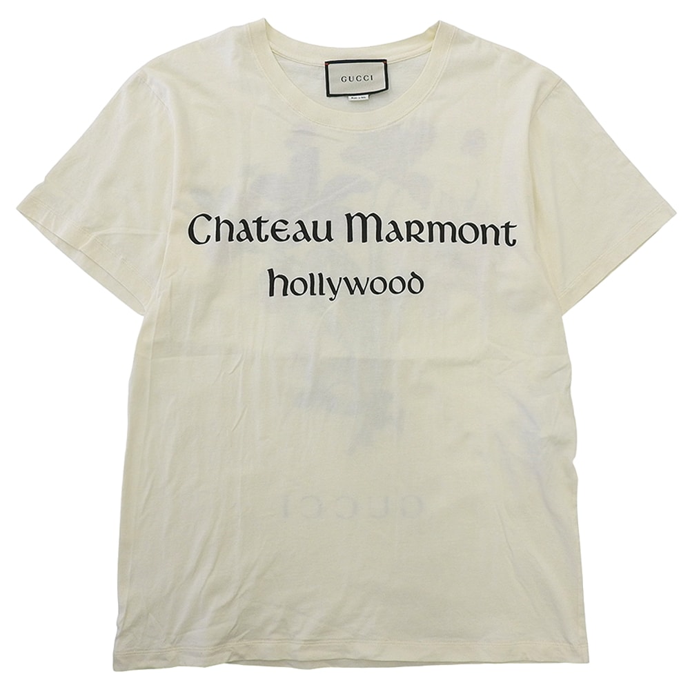 グッチ XJAN5 コットン シャトー&マーモント オーバーサイズ ショートスリーブ カットソー トップス メンズ アイボリー S 493117 S