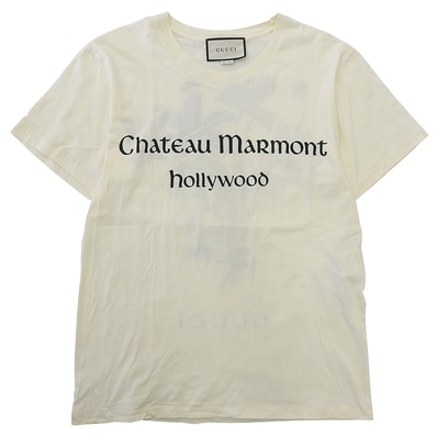 グッチ XJAN5 コットン シャトー&マーモント オーバーサイズ ショートスリーブ カットソー トップス メンズ アイボリー S 493117 S