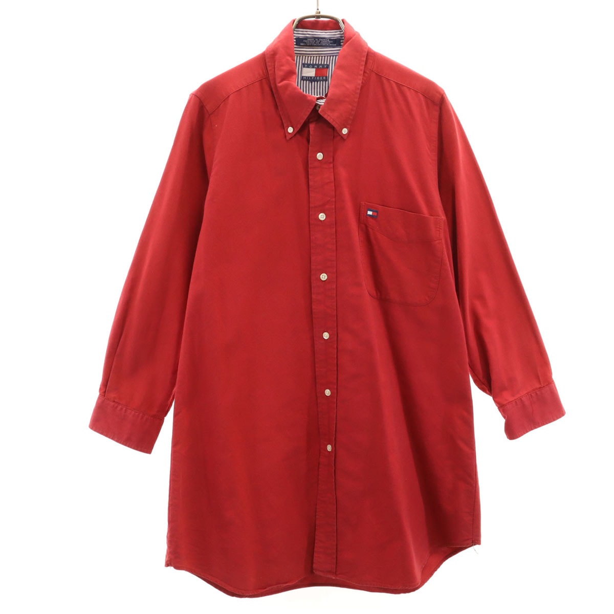 TOMMY HILFIGER トミーヒルフィガー 90s オールド 長袖 ボタンダウンシャツ レッド