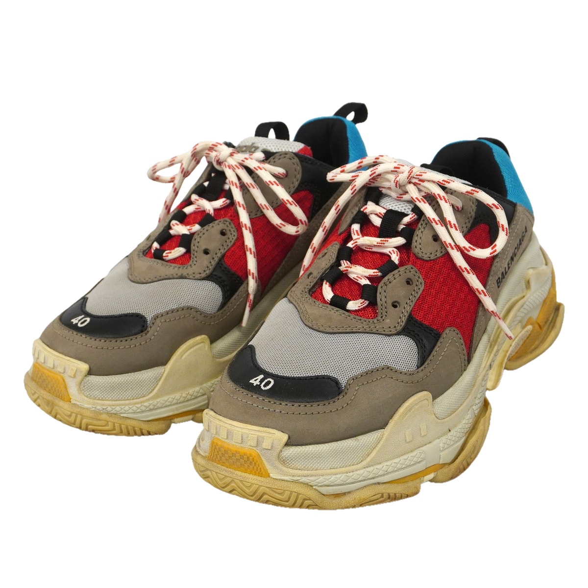 【6aph045】バレンシアガ スニーカー 40 トリプルS ファブリック レザー マルチカラー【中古】メンズ