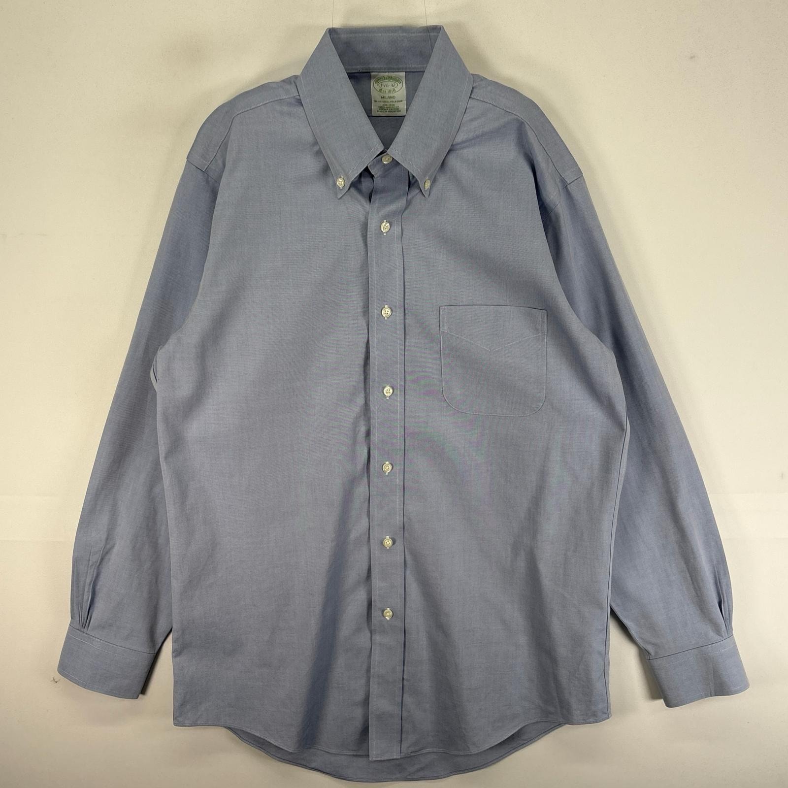 古着 ブルックスブラザーズ Brooks Brothers 長袖シャツ ボタンダウン MILANO M 水色系 無地 メンズ