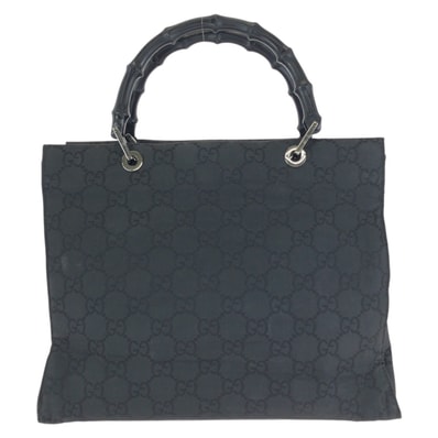 GUCCI グッチ バンブー ブラック 黒 シルバー金具 ナイロン トートバッグ ハンドバッグ 602607 【中古】