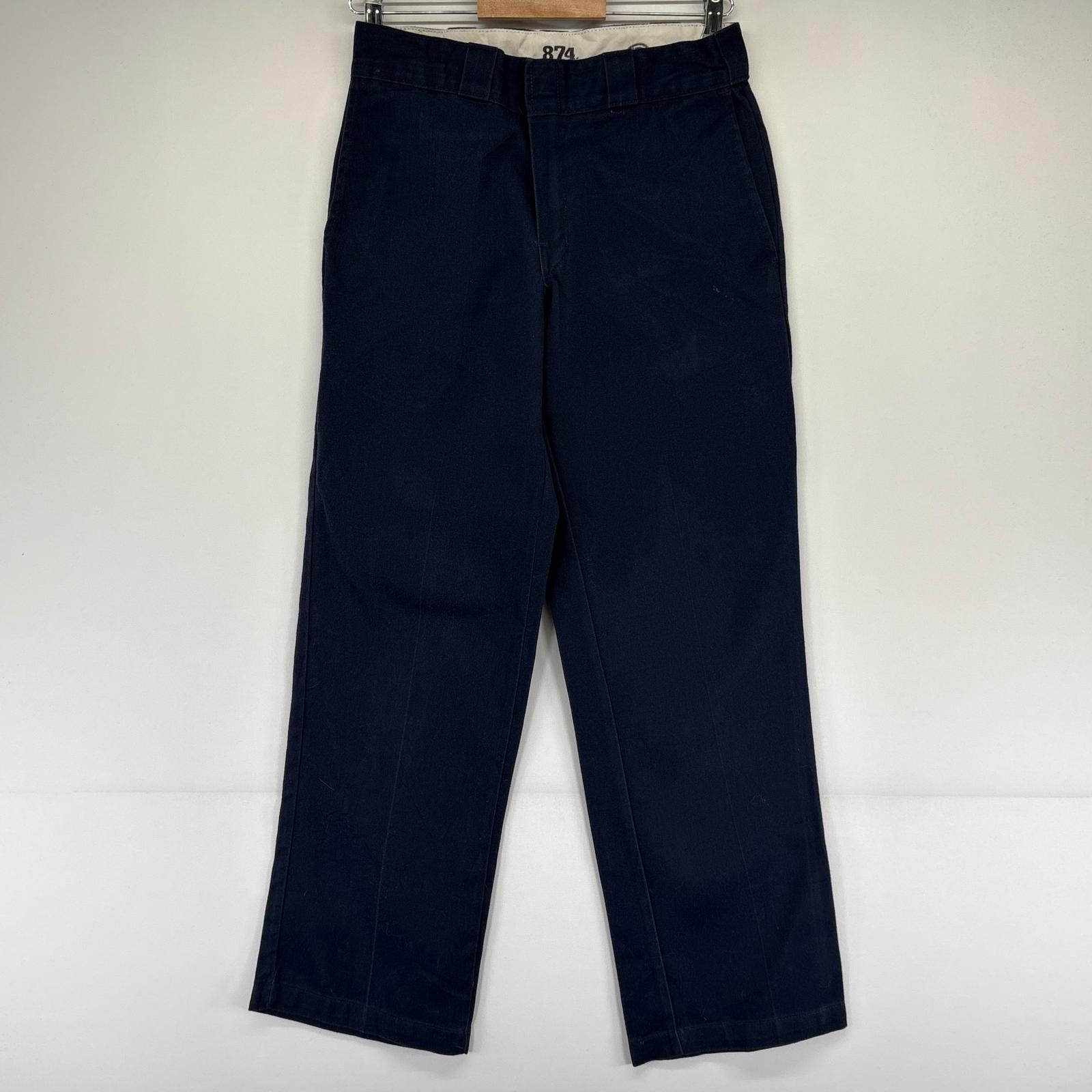古着 ディッキーズ Dickies パンツ 874 FLEX ワークパンツ チノパン ワンポイントロゴ  ネイビー系 メンズ
