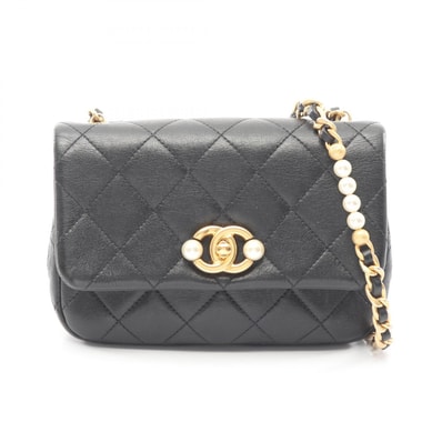 シャネル CHANEL マトラッセ スモールフラップ ショルダーバッグ バッグ レザー レディース ブラック系 【中古】