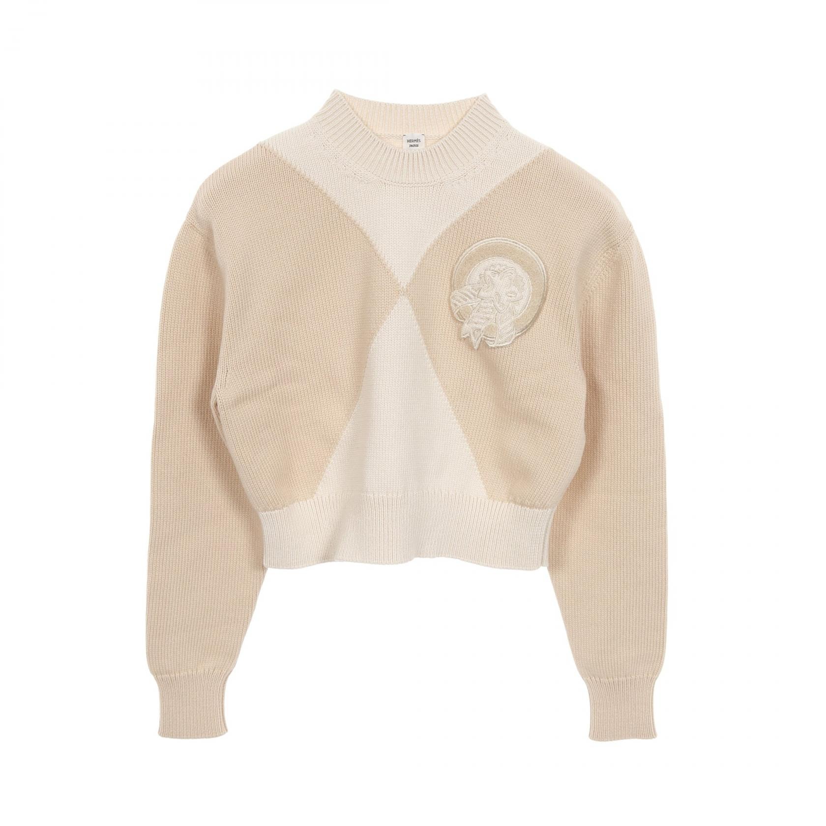 エルメス HERMES ニット 衣料品 トップス コットン シルク ナイロン シルク レディース ベージュ系 【中古】