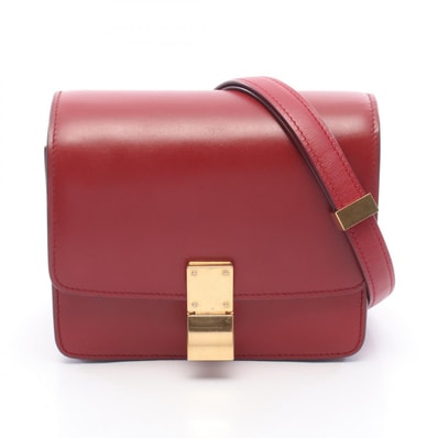 セリーヌ CELINE クラシック ボックス スモール ショルダーバッグ バッグ レザー レディース レッド系 【中古】