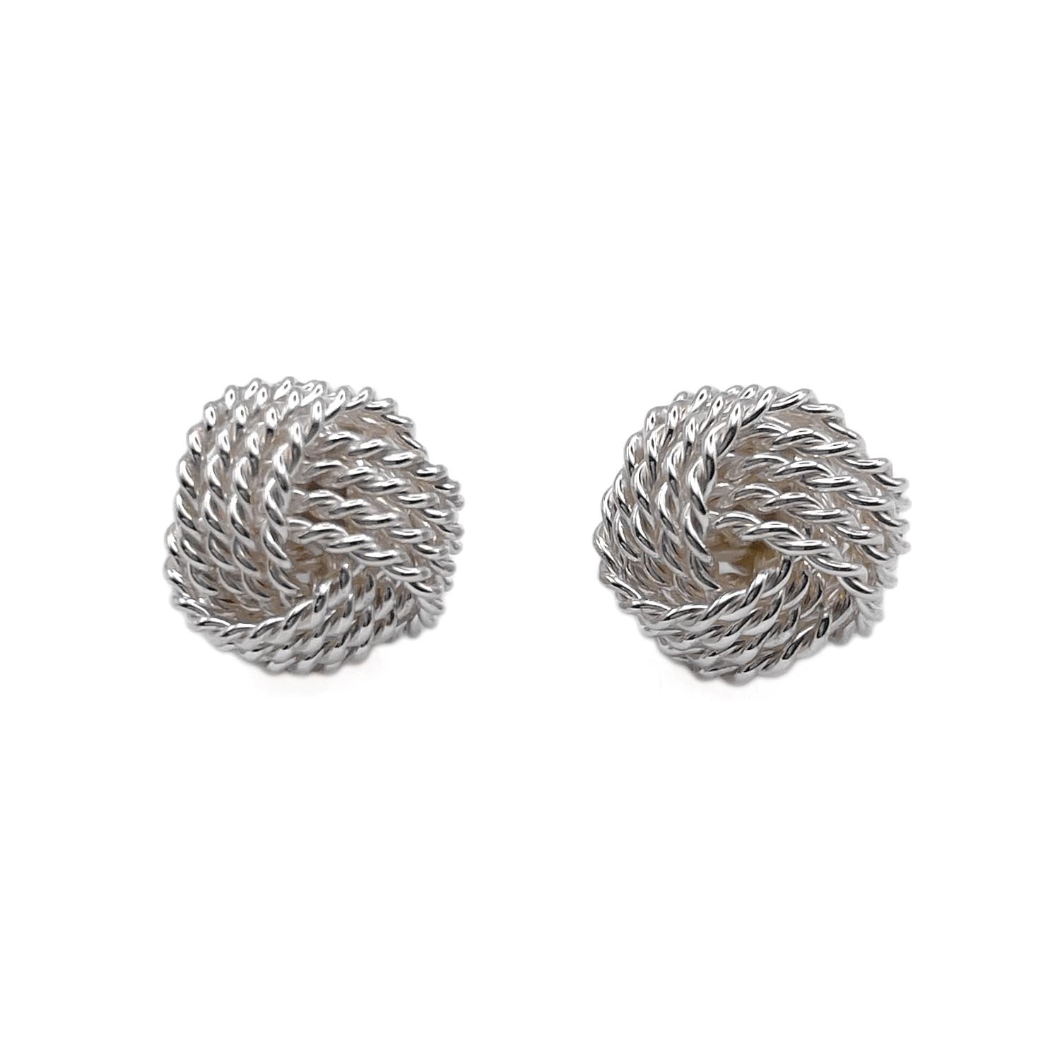 TIFFANY&Co. ティファニー サマセット ツイストノット スタッド ピアス
 メッシュ SV925 シルバー 新品仕上済 レディース
 【中古】