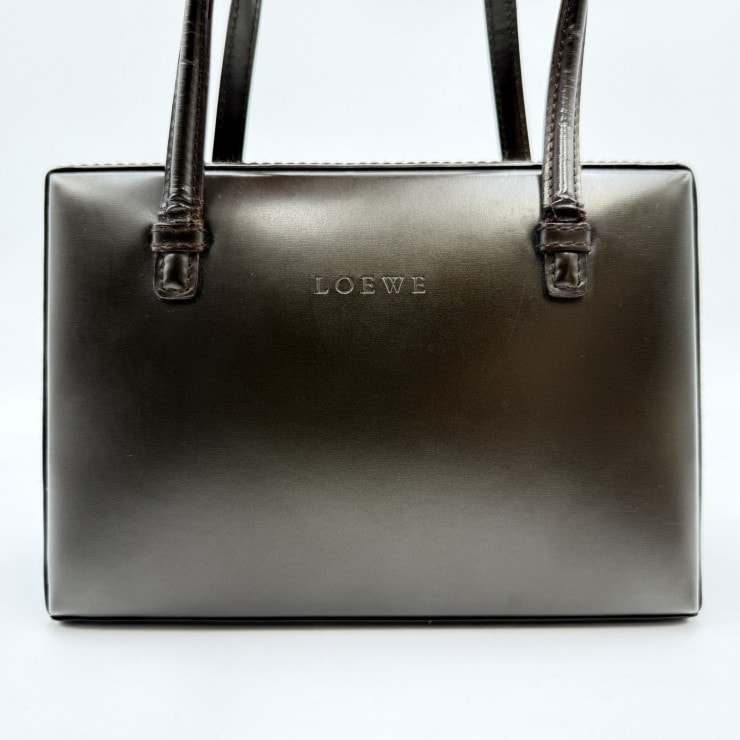 LOEWE(ロエベ)ヴィンテージ レザー ハンドバッグ ミニボストンバッグ ダークブラウン ゴールドトーン金具 レディース