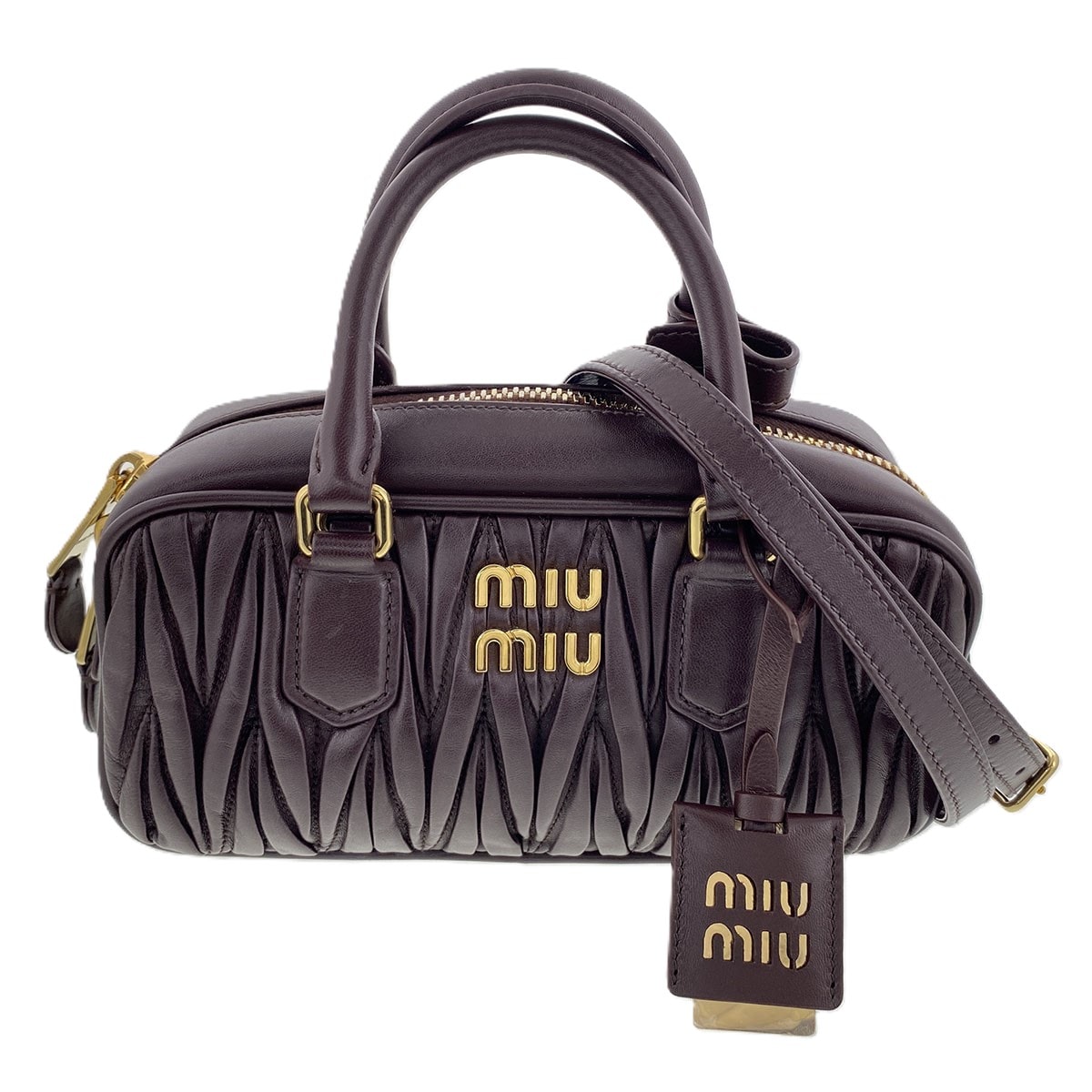 【値下げ】MIUMIU ミュウミュウ アルカディ マテラッセ レザーバッグ ハンドバッグ 5BB142 レザー バーガンディ ゴールド金具  レディース【中古】