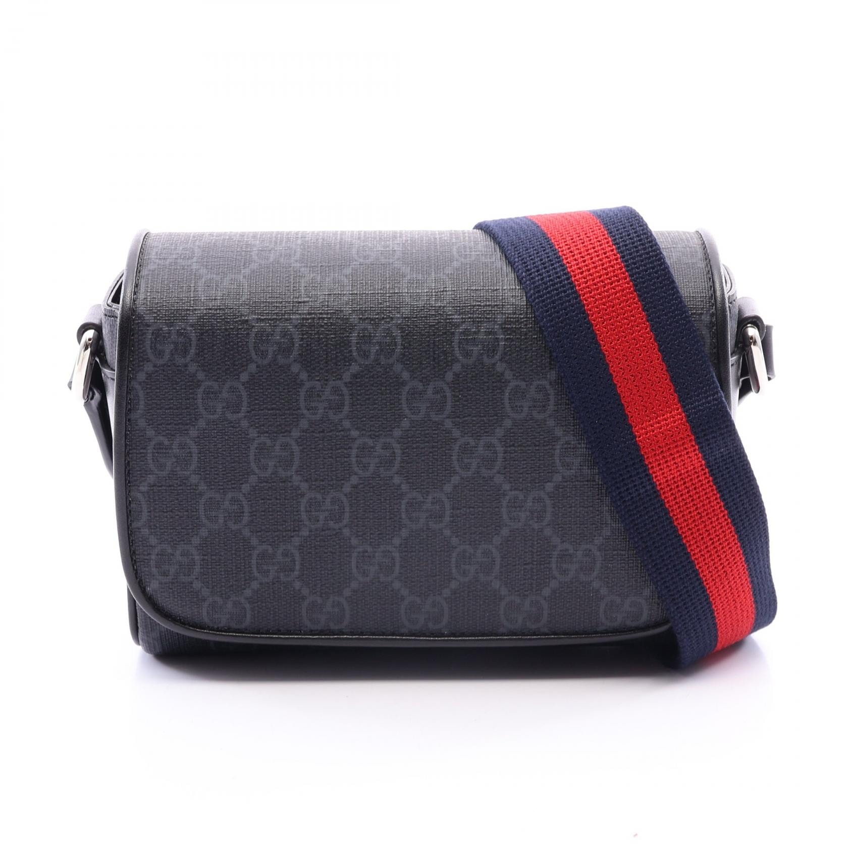 グッチ GUCCI GGスプリーム スーパーミニバッグ ショルダーバッグ バッグ PVCコーティングキャンバス レザー メンズ ブラック系 791741 【中古】