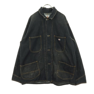 Dickies ディッキーズ WETTEMPT ブランドロゴ 長袖 デニム カバーオール L ブラック