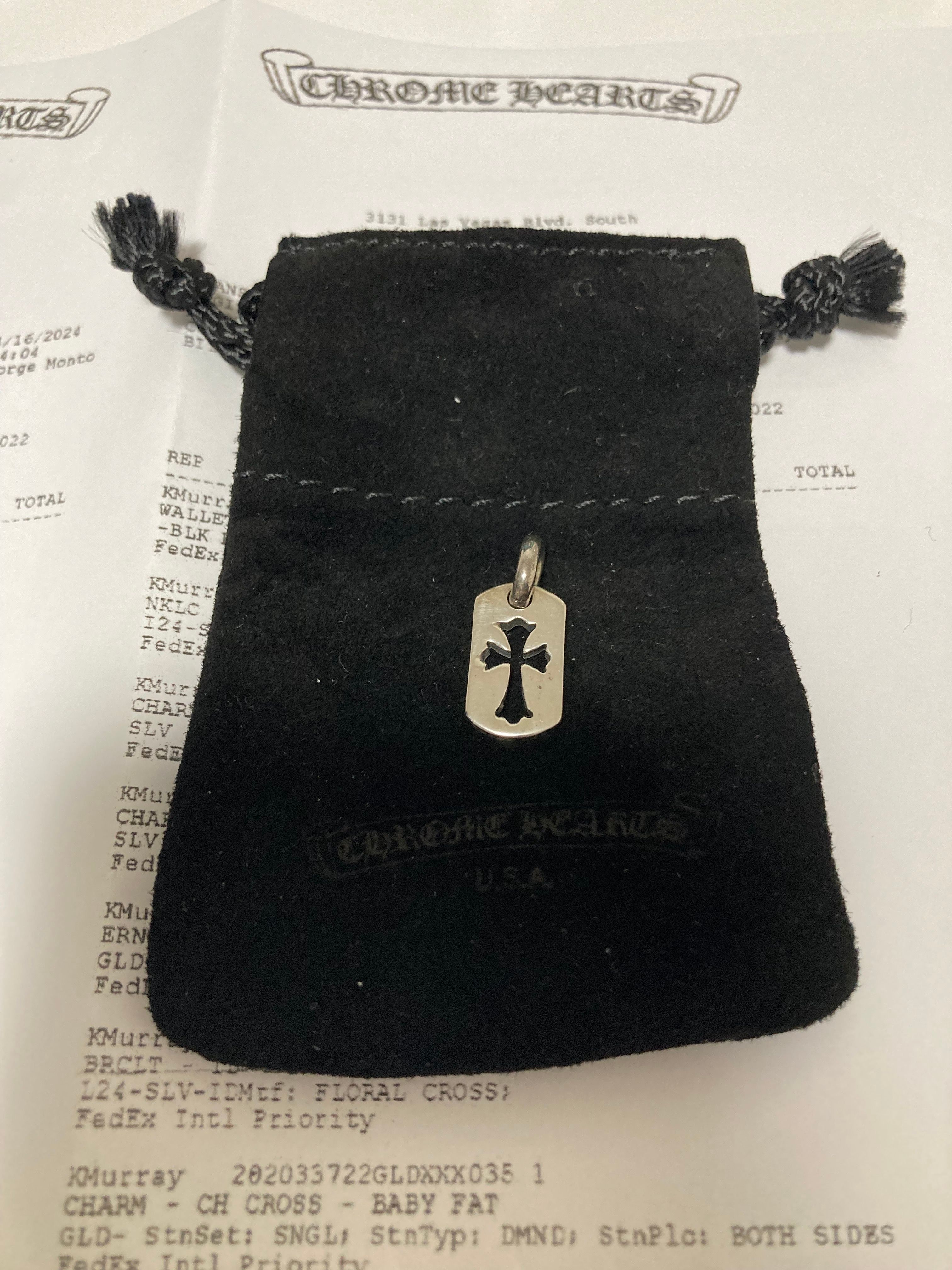 Chrome Hearts Dog Tag Tiny Cut Out Cross "Silver"