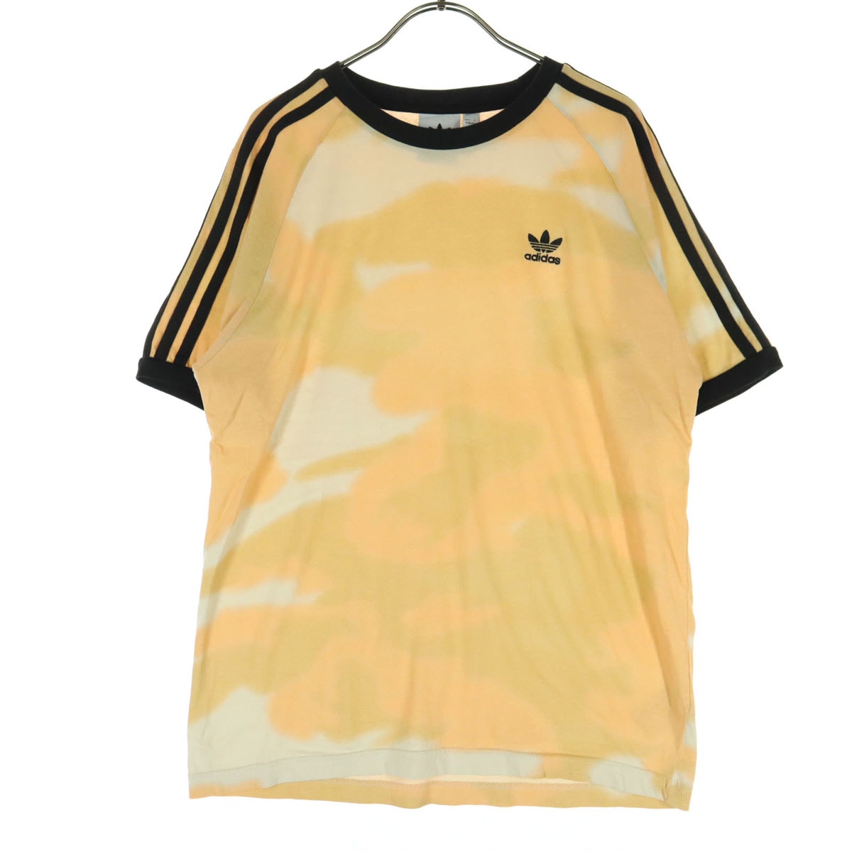 美品 adidas アディダス トレフォイルロゴ 半袖 Tシャツ L オレンジ系 カモフラ