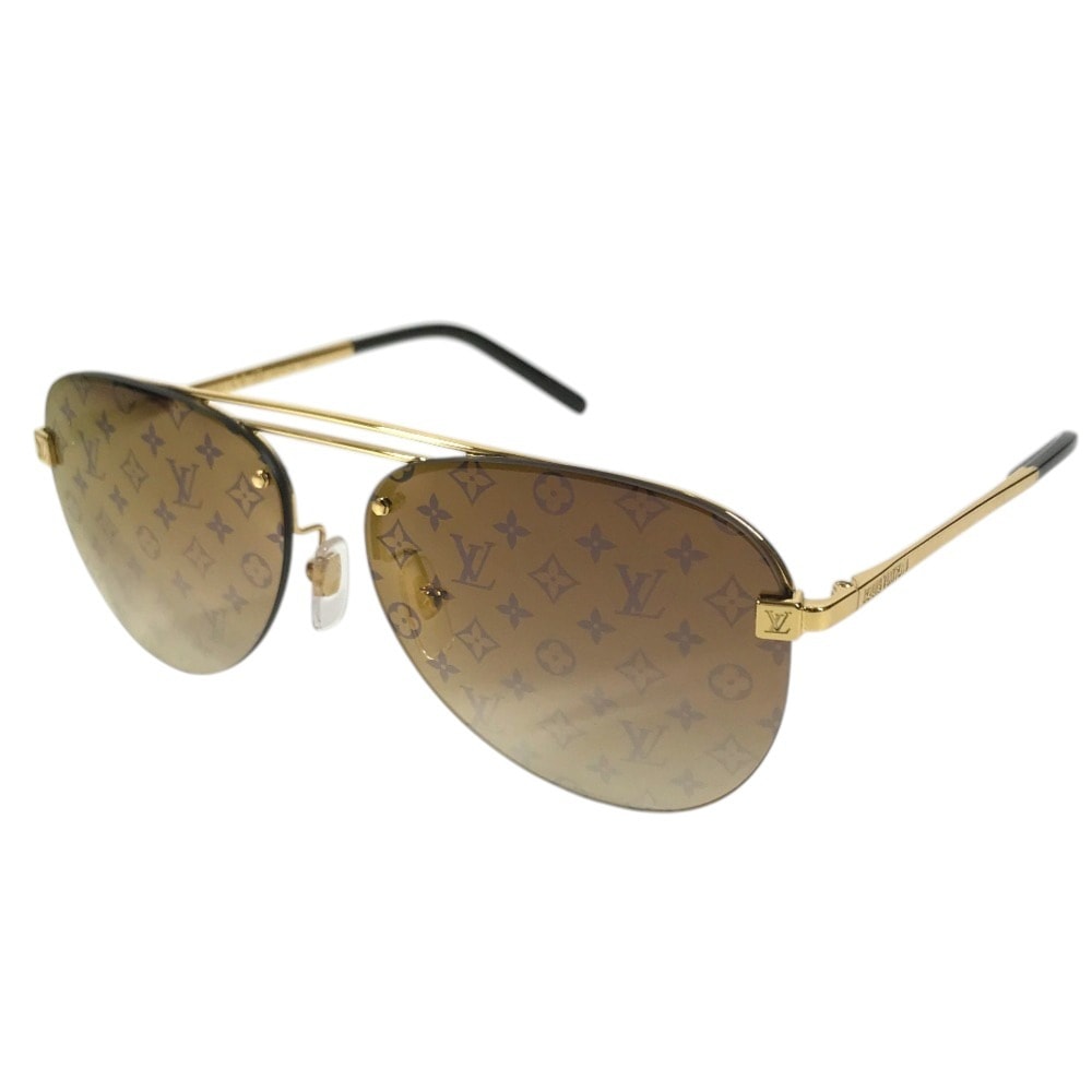 ルイヴィトン LOUIS VUITTON クロックワイズ サングラス Z1020E モノグラム 眼鏡 メガネ アイウェア サングラス メタル ブラウン 美品