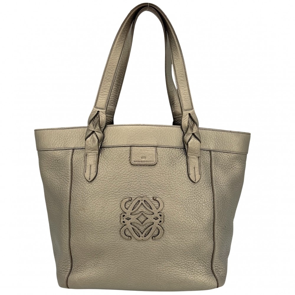 LOEWE ロエベ ハンドバッグ アナグラム フスタ トートバッグ 肩掛け レザー ゴールド シルバー金具 レディース【中古品】