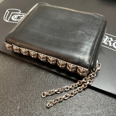 Chrome Hearts 3 Side Zip Leather Wallet "Black/Silver"