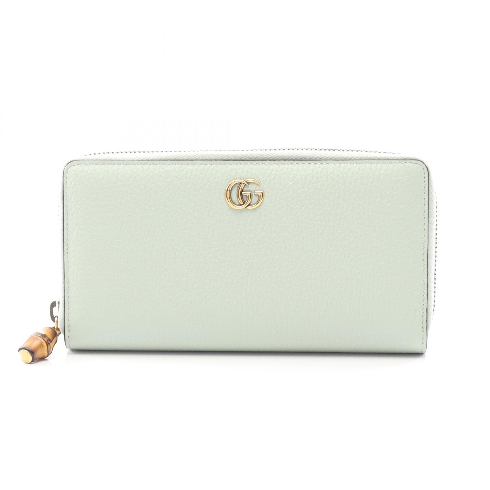 グッチ GUCCI バンブー ラウンド長財布 財布 レザー レディース グリーン系 739499 【中古】