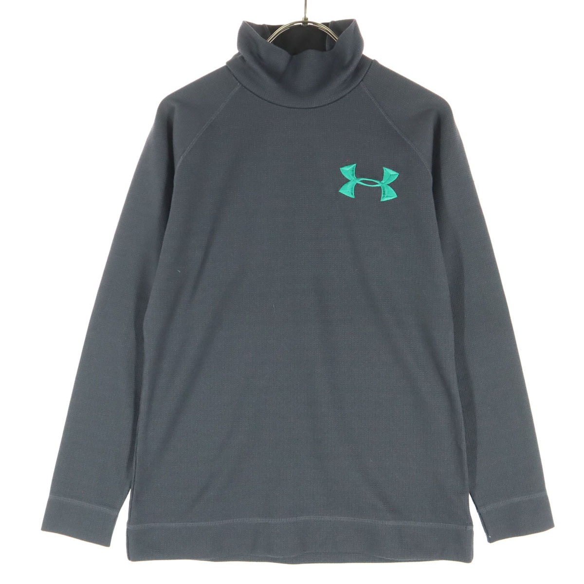 美品 UNDER ARMOUR アンダーアーマー ワンポイントロゴ 長袖 ハイネック Tシャツ MD グレー ロンT