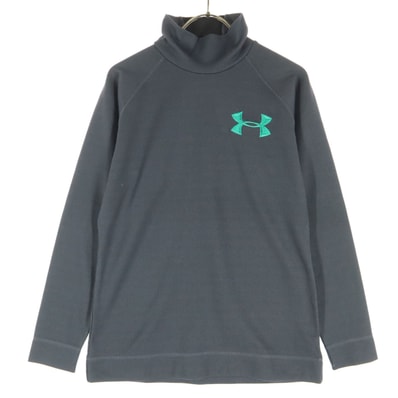 美品 UNDER ARMOUR アンダーアーマー ワンポイントロゴ 長袖 ハイネック Tシャツ MD グレー ロンT