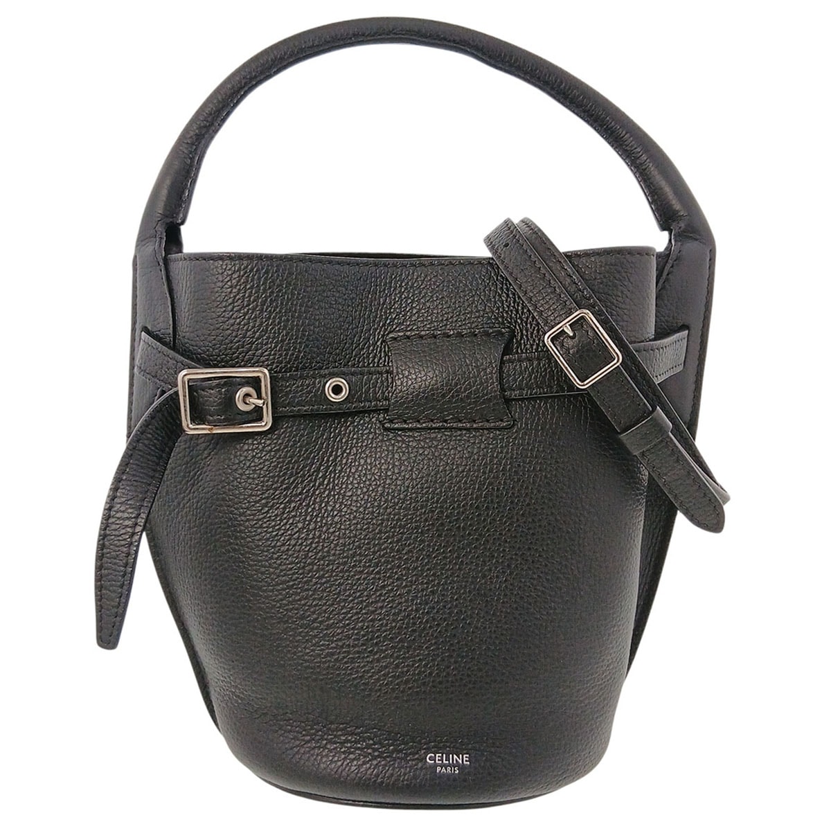 CELINE セリーヌ ビッグバッグ ナノバケット ハンドバッグ 187243 レザー ブラック レディース【中古】