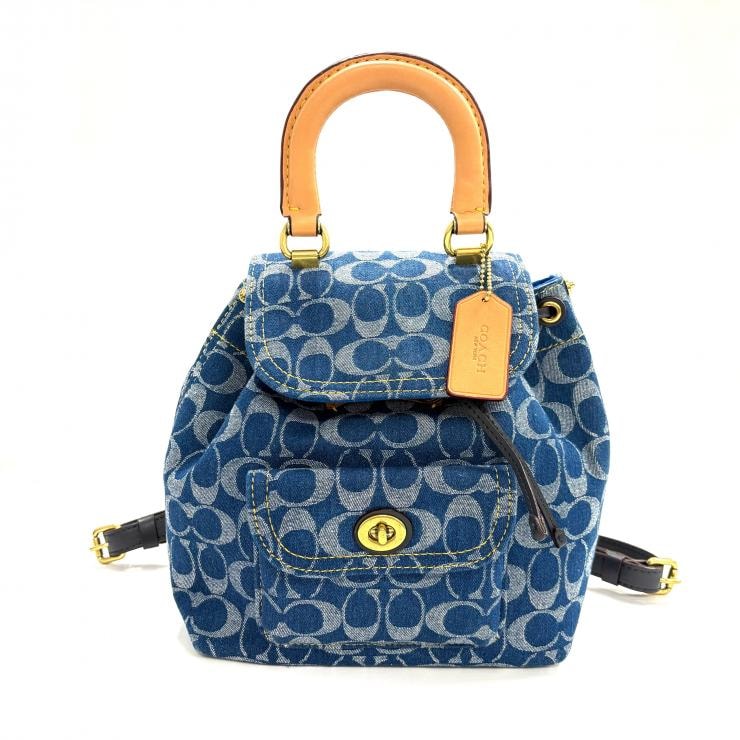 COACH シグネチャーデニム リア リュック・デイパック ブルー コーチ CJ833 正規品 【鑑定済み】