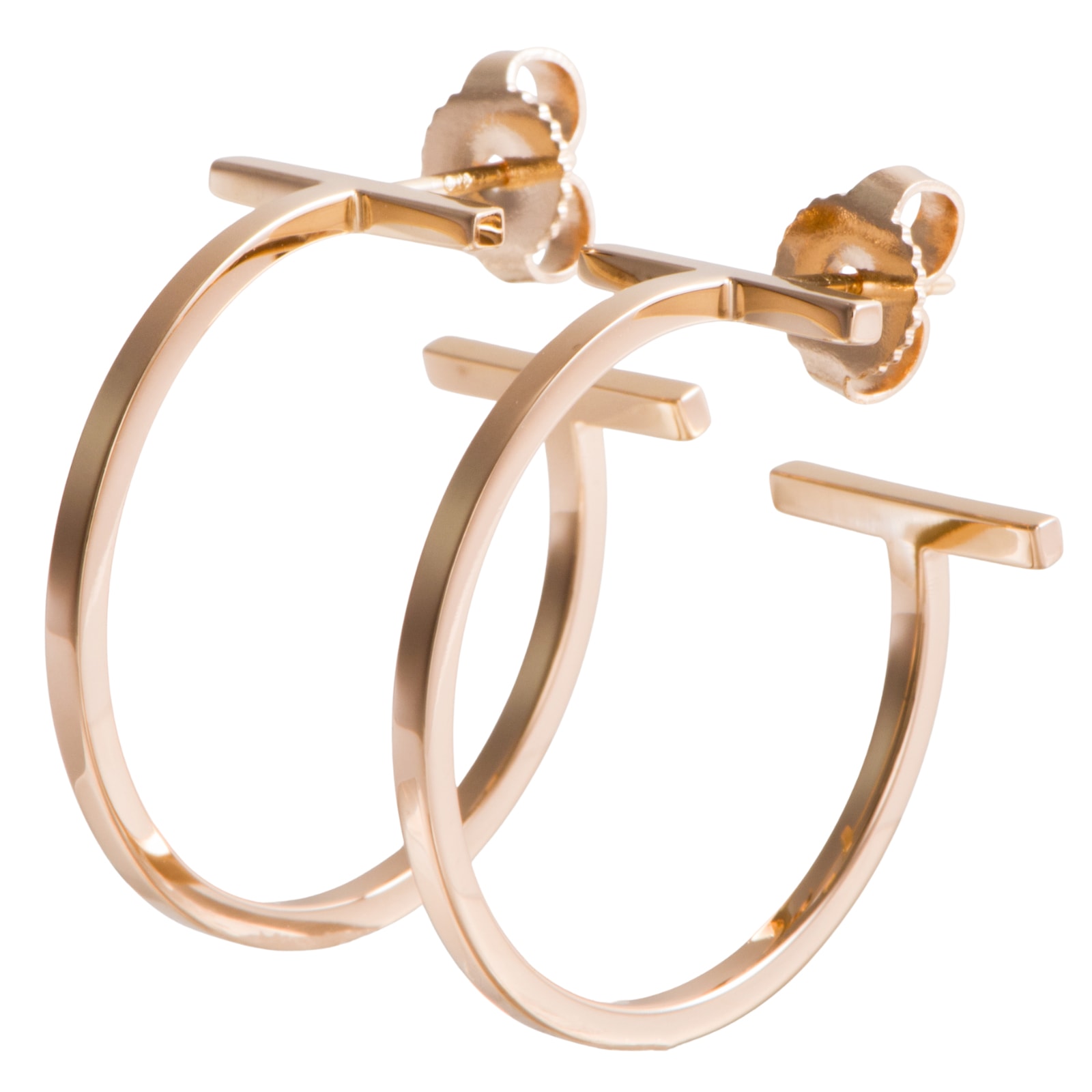 TIFFANY&Co. ティファニー ティファニーT ワイヤー フープ ピアス ミディアム K18RG ピンク ゴールド【中古】