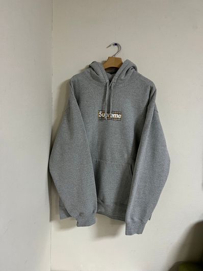 Supreme / Burberry Box Logo Hooded Sweatshirt "Heather Grey"