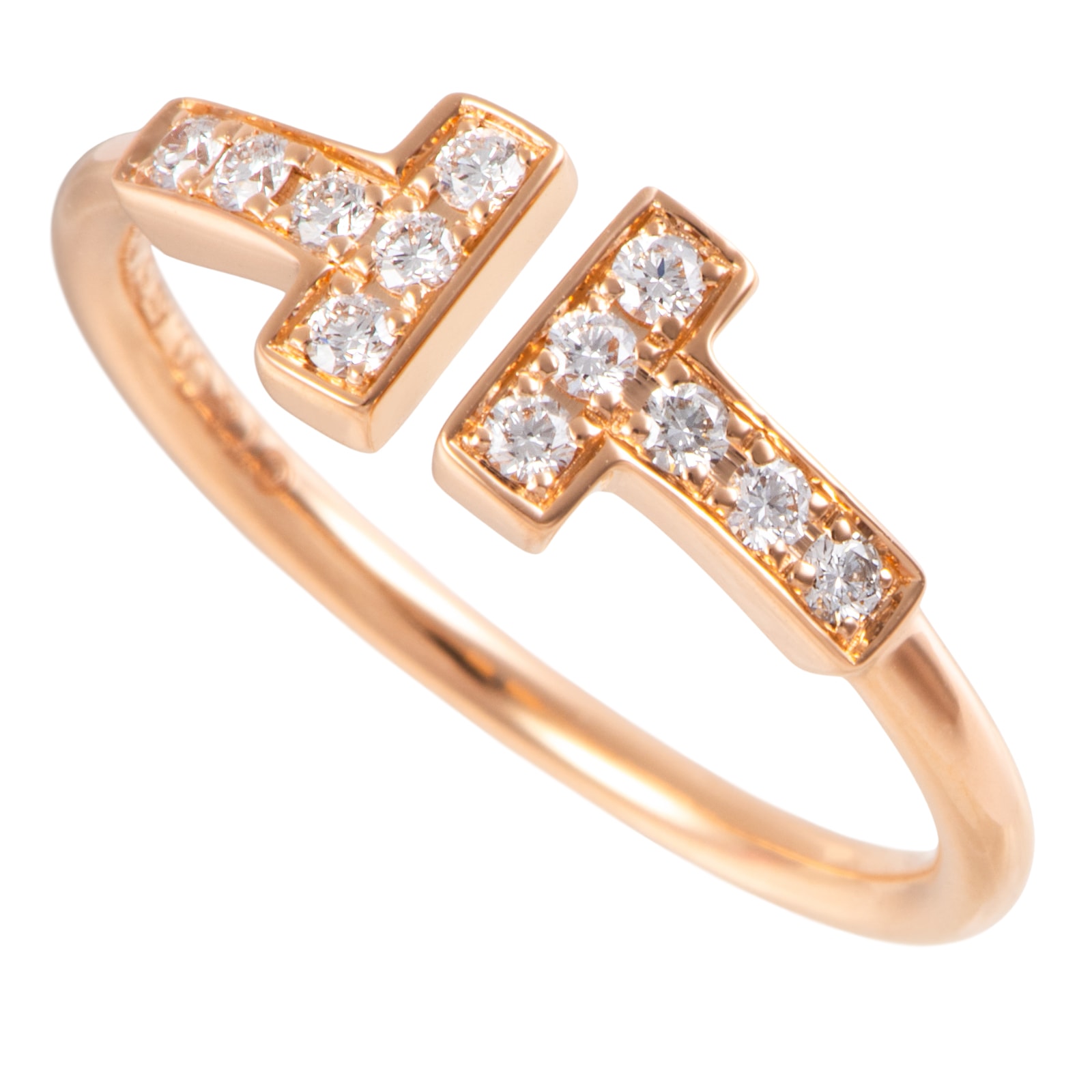 TIFFANY&Co. ティファニー ティファニーT ダイヤモンド ワイヤー リング 指輪 10号 K18RG ダイヤモンド ピンク ゴールド【中古】