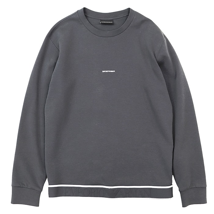【SALE】Emporio Armani エンポリオ・アルマーニ スウェット サイズ M メンズ ロゴ クルーネック 長袖 ストレッチ トップス グレー 灰色 カンボジア製