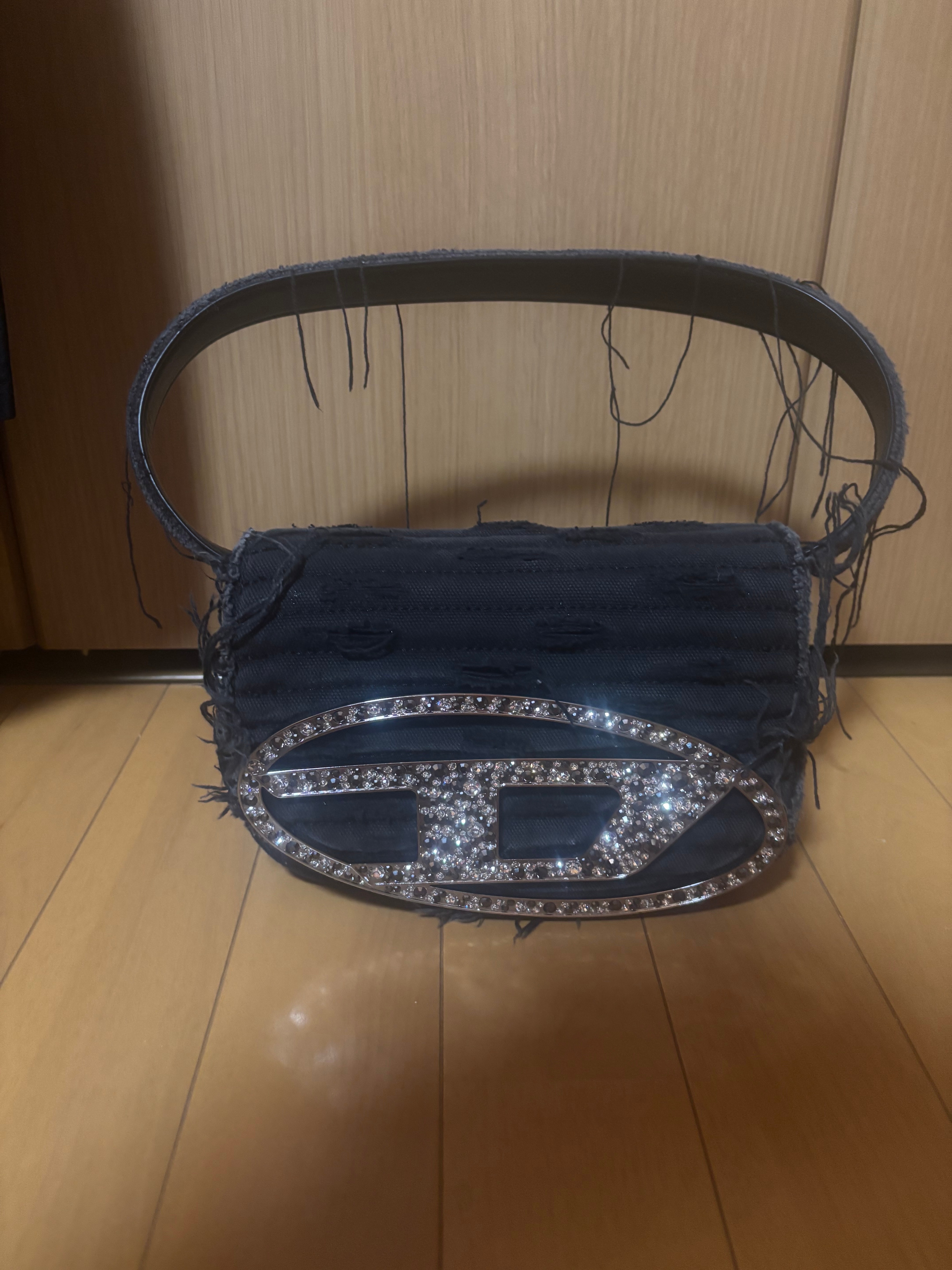 Diesel 1dr Iconic Shoulder Bag In Canvas And Leather "Black"