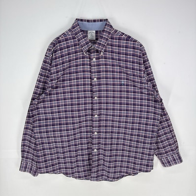 古着 ブルックスブラザーズ Brooks Brothers 長袖シャツ 1818 ボタンダウン ワンポイントロゴ 2XL レッド系 チェック メンズ