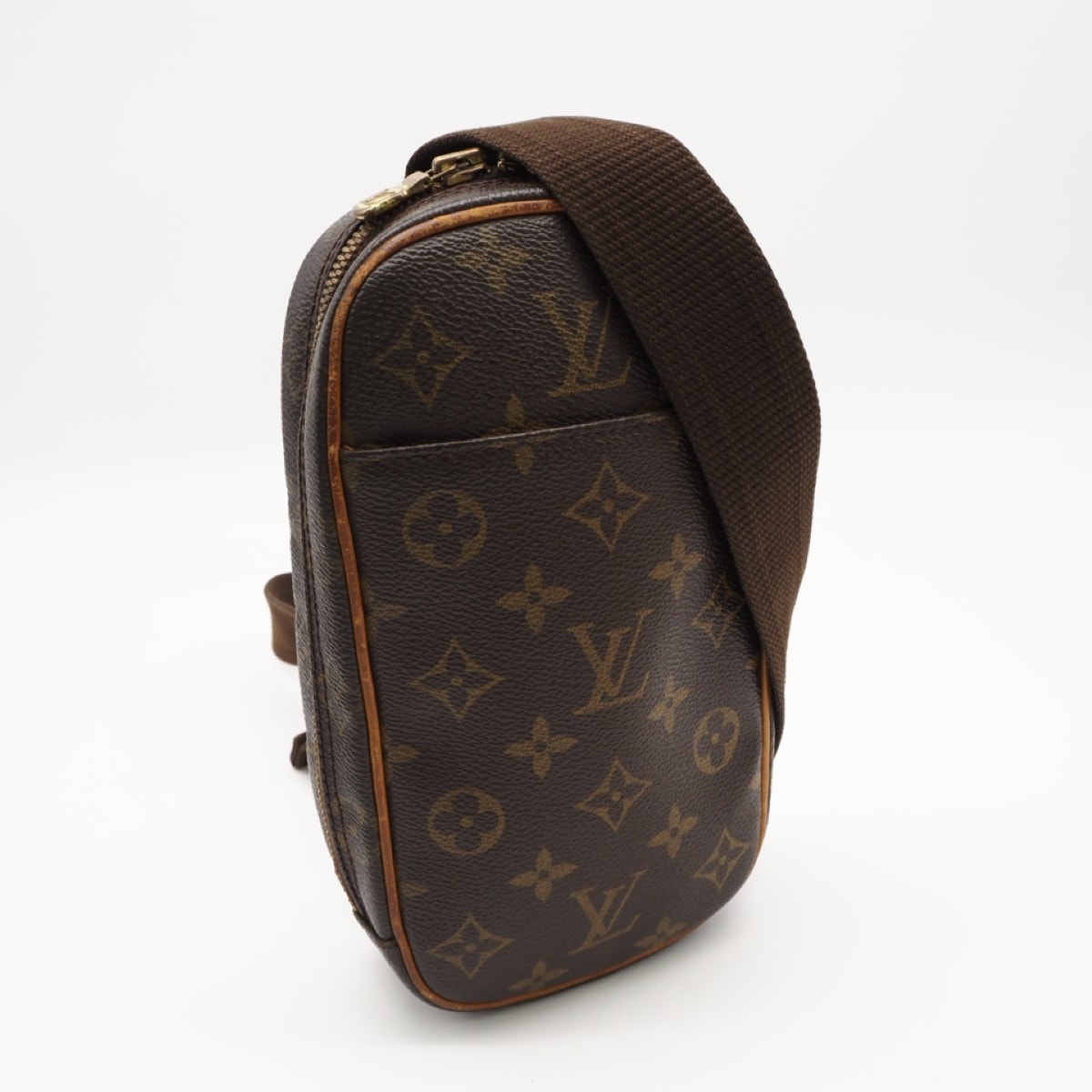 LOUIS VUITTON ルイ・ヴィトン モノグラム ポシェット ガンジュ M51870 ショルダーバッグ ブラウン コーティングキャンバス レザー メンズ