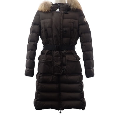 モンクレール MONCLER GENEVRIER ジェノブリエ ファー付ロングダウンコート 0 120934991725 68065 ダウンジャケット ナイロン ダウン90%/フェザー10% ダークブラウン レディース【中古】【ABランク】