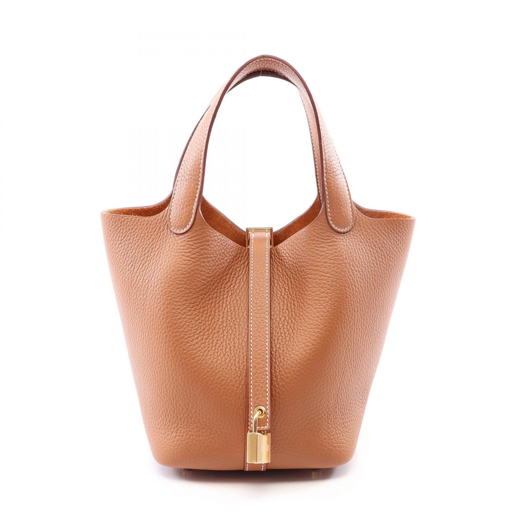 エルメス HERMES ピコタンロックPM ゴールド ハンドバッグ バッグ レザー トリヨンクレマンス ゴールド レディース ブラウン系 【中古】