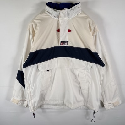 古着 90's/90年代 チャップスラルフローレン CHAPS RALPHLAUREN アノラックジャケット ハーフジップ パーカー プルオーバー M ホワイト メンズ